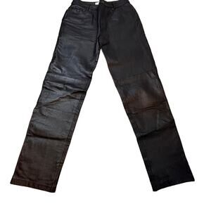 Vintage 90's Black Leather Pants Tapered Womens Size 4 Motorcycle Biker Pants